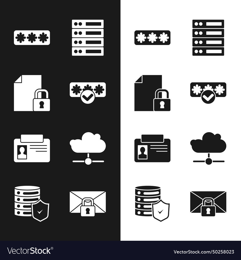 Set password protection document and lock server vector image Set password protection document and lock server