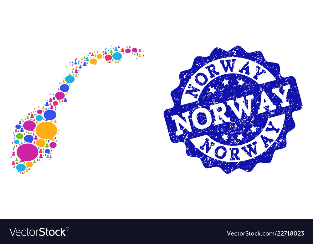 Social network map of norway with message clouds