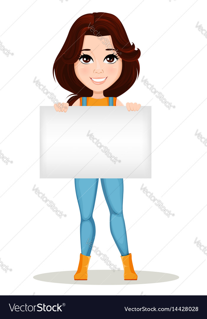 Niedlicher Cartoon Charakter mit leerem Banner