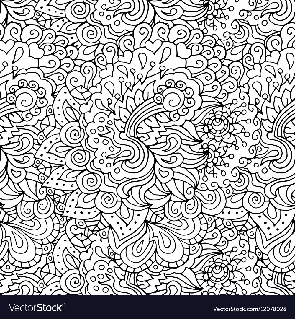 Doodle style floral garden seamless pattern