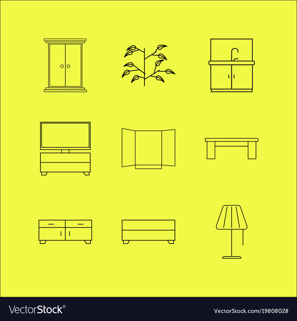 Furniture linear icon set simple outline icons