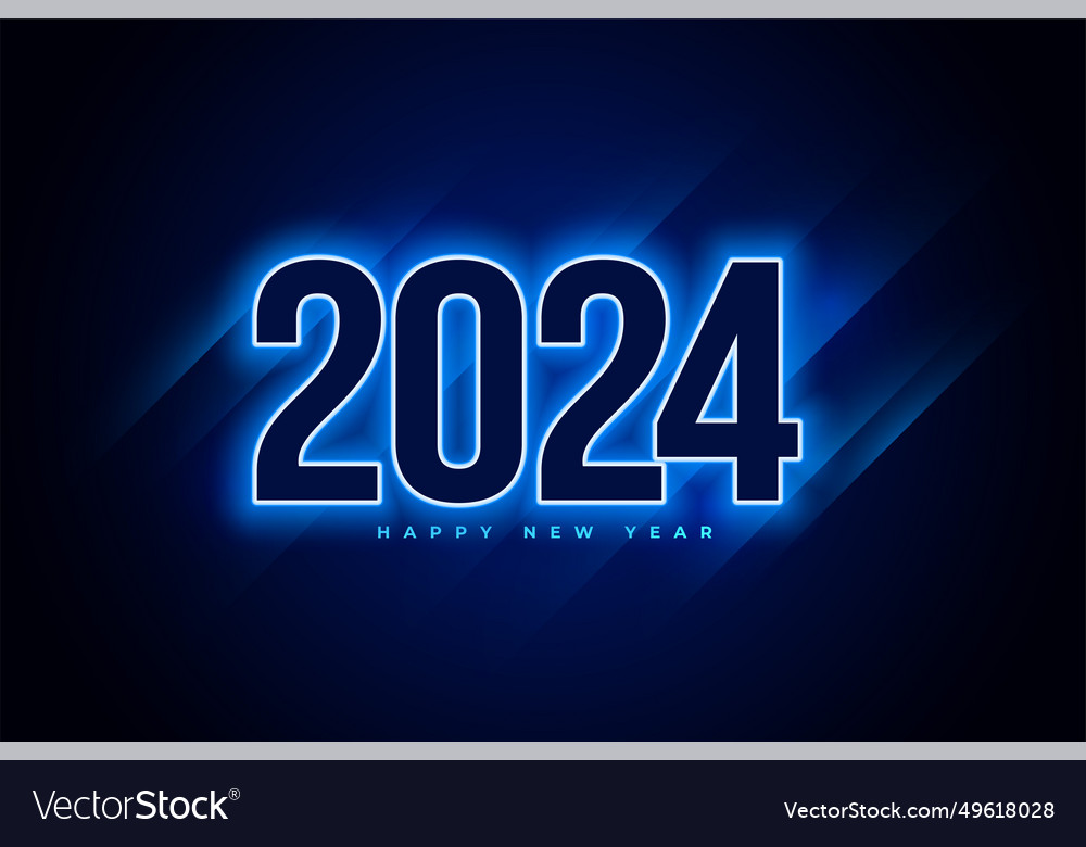 Happy new year 2024 festive glowing background Vector Image