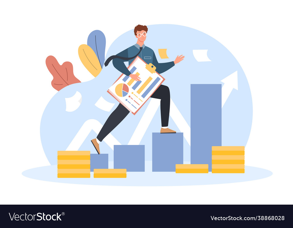 Leader with document folder hurry up to new height vector image Leader with document folder hurry up to new height