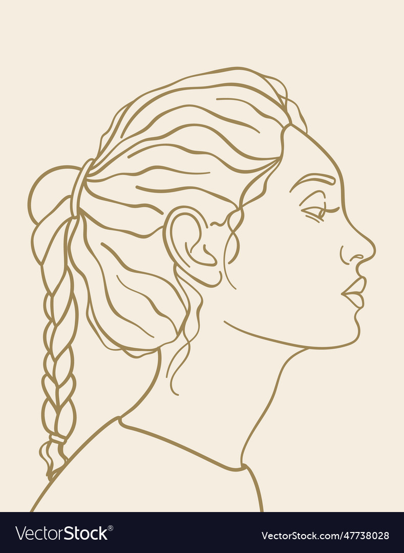 Line art female portrait woman profile drawing