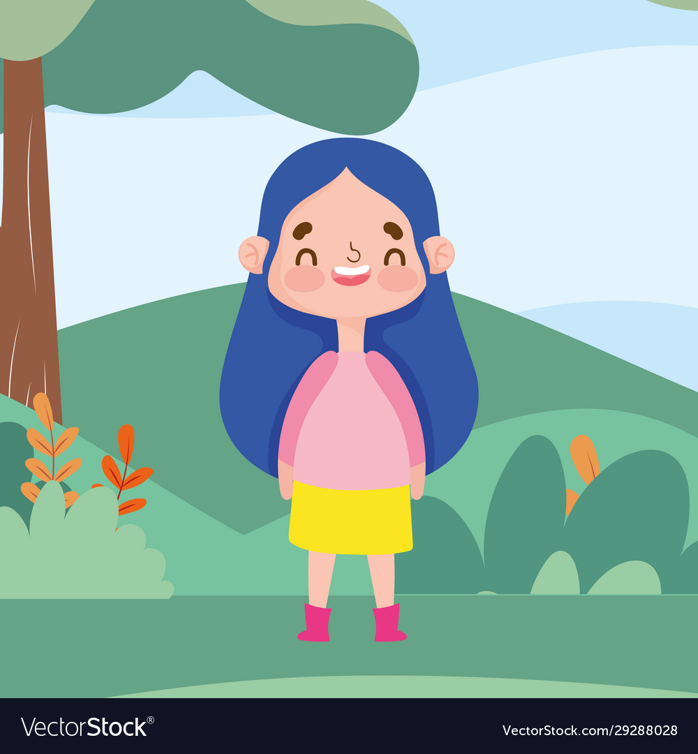 Little girl expression facial nature landscape Vector Image