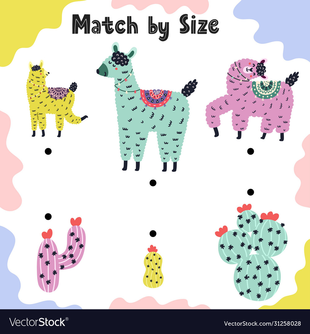 Llama & Cactus Size Matching Game