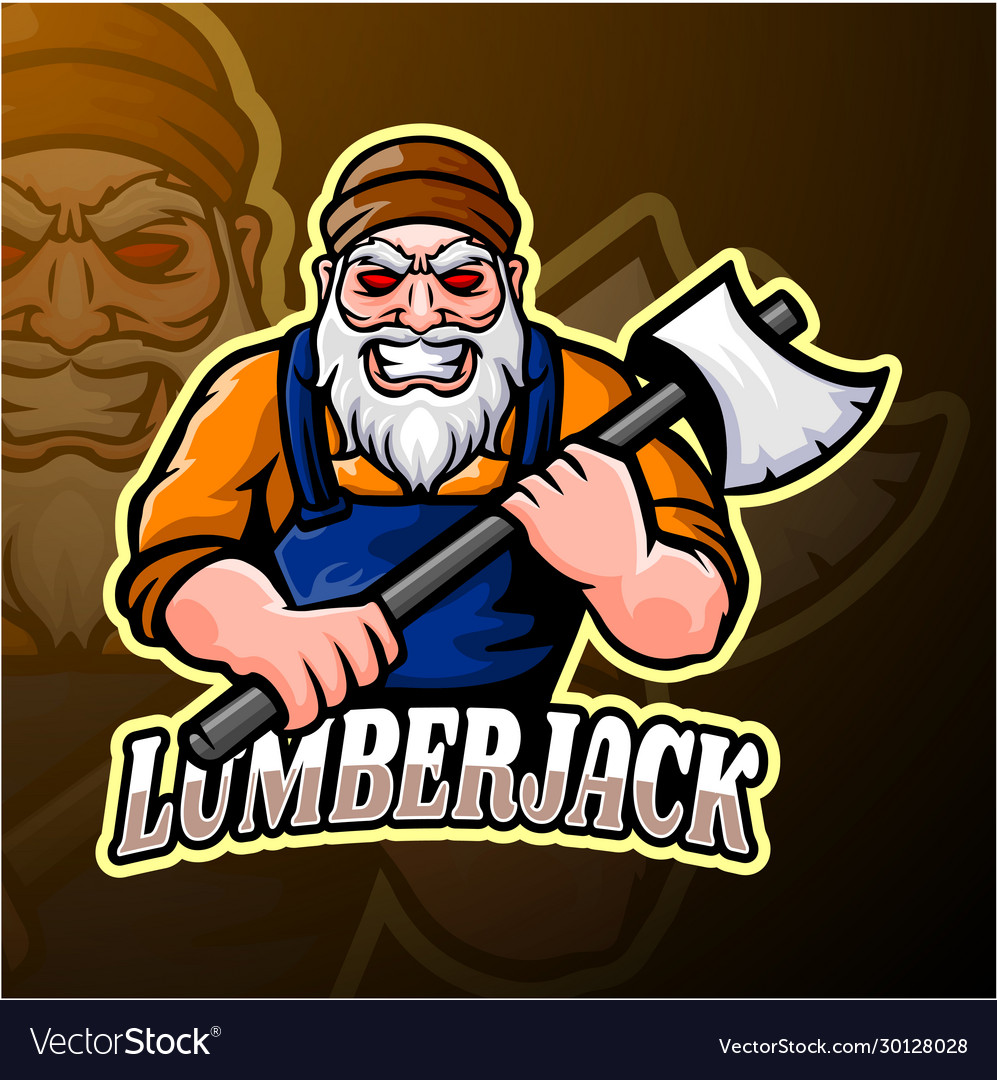 Lumberjack esport logo mascot design Royalty Free Vector