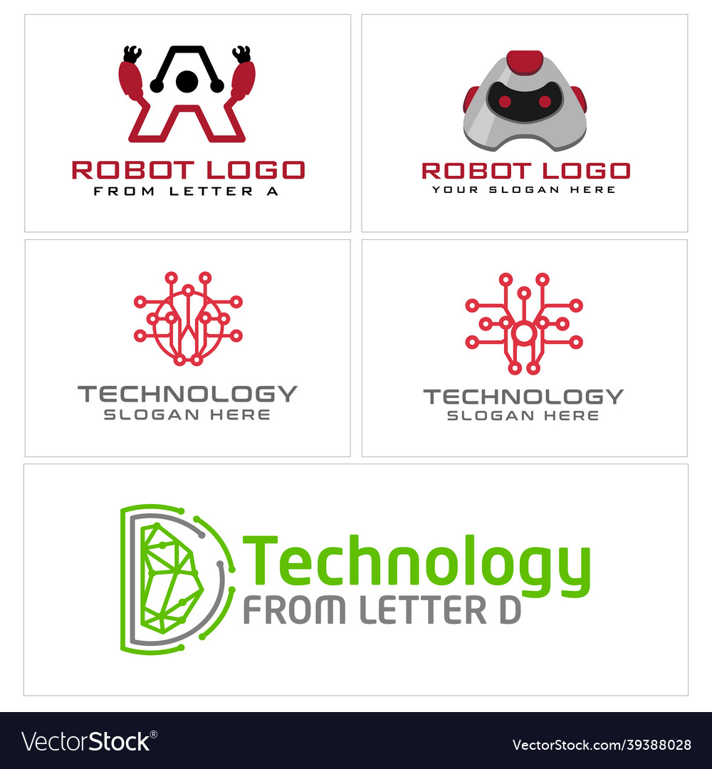 Modern robot tech circuit connection logo design Vector Image Modern robot tech circuit connection logo design