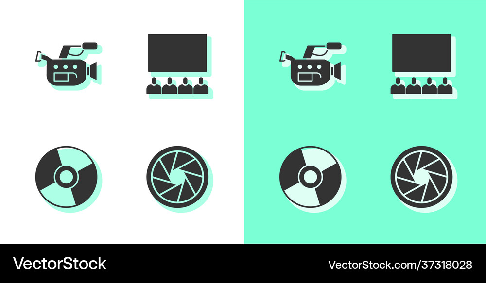 Set camera shutter cinema camera cd or dvd disk Vector Image