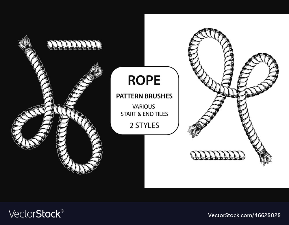 Set of 4 rope pattern brushes vector image Set of 4 rope pattern brushes