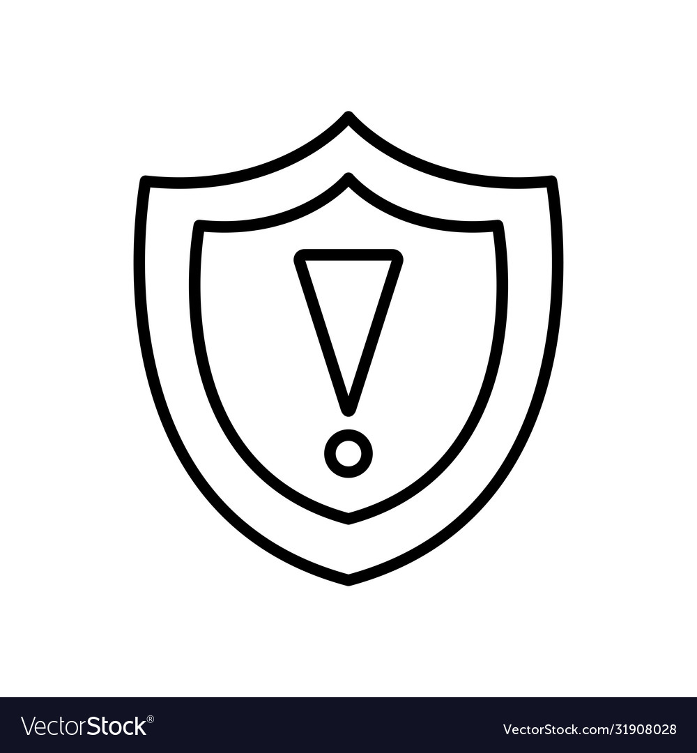 Shield with warning sign icon line style vector image Shield with warning sign icon line style