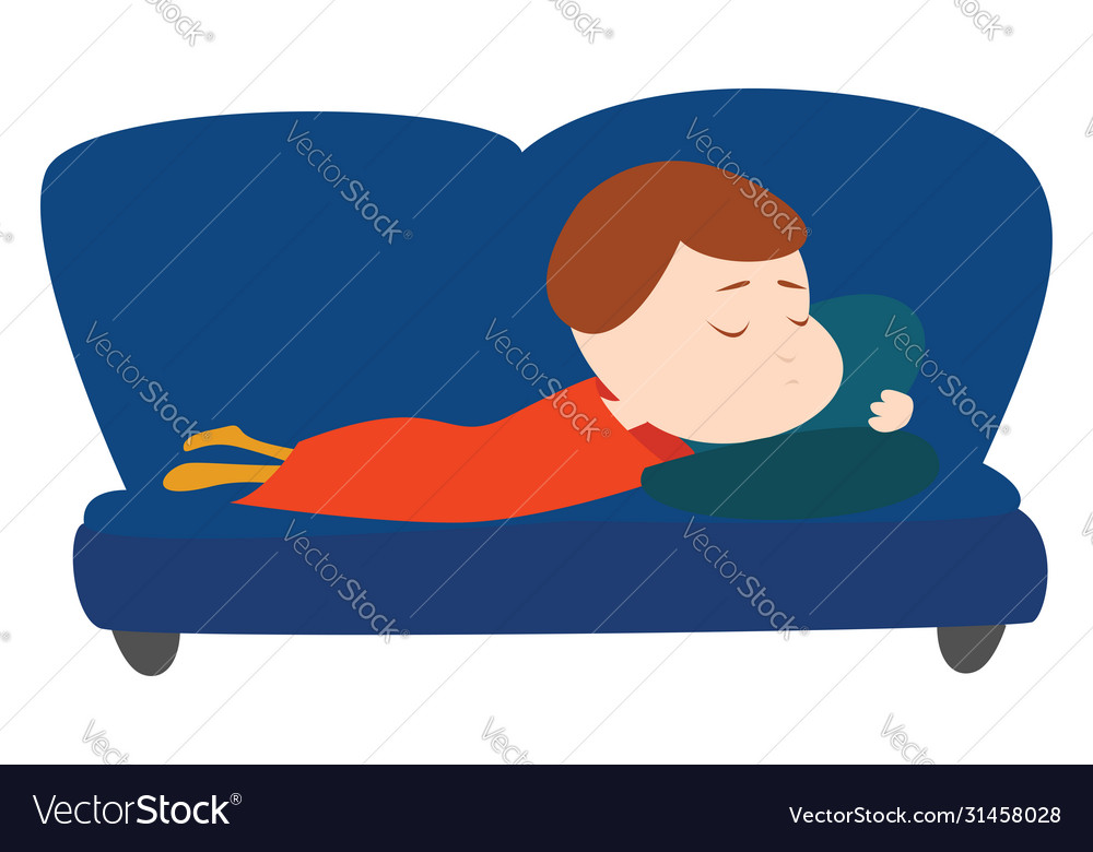 Sleeping on couch white background Royalty Free Vector Image