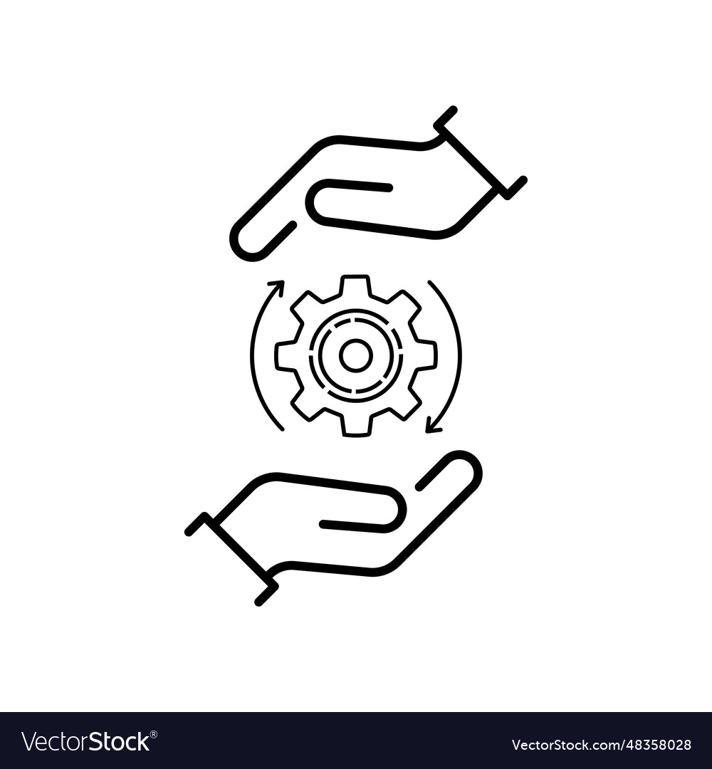 Thin line implement or operation process icon vector image Thin line implement or operation process icon