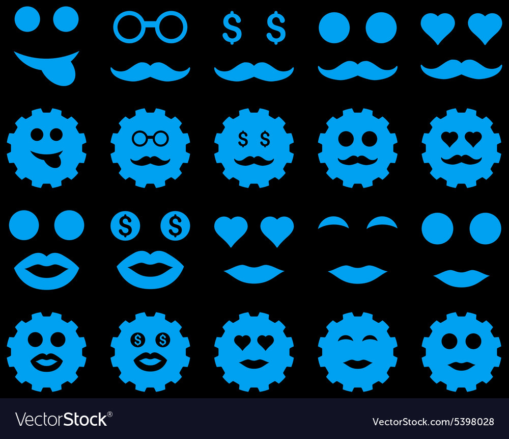 Tool gear smile emotion icons