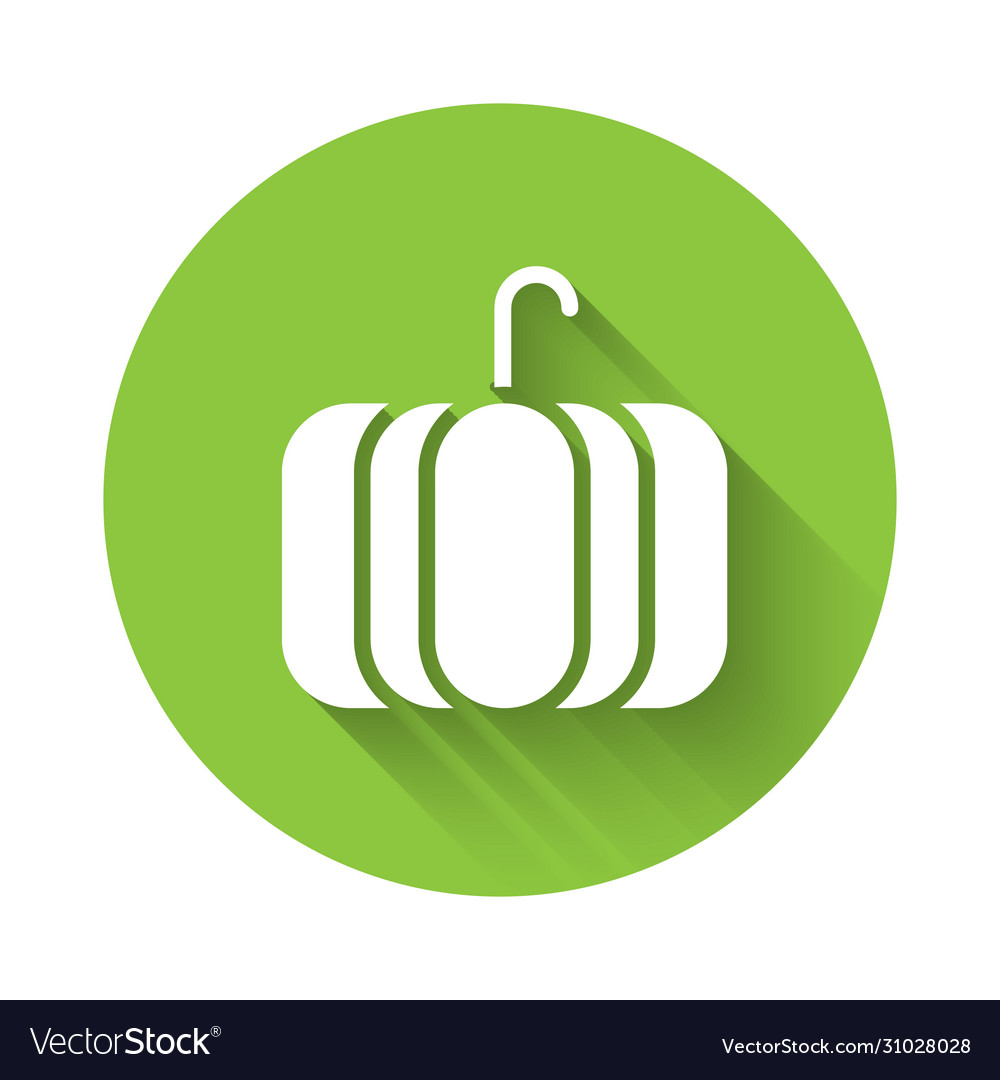 White pumpkin icon isolated with long shadow Vector Image