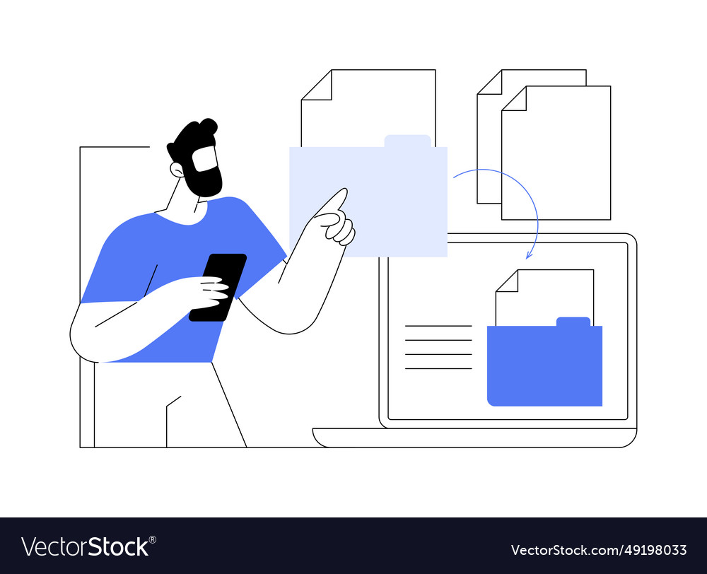 Automated data transfer isolated cartoon