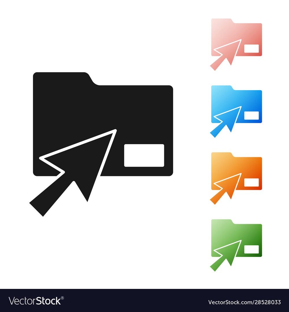 Black cursor click document folder icon isolated vector image Black cursor click document folder icon isolated