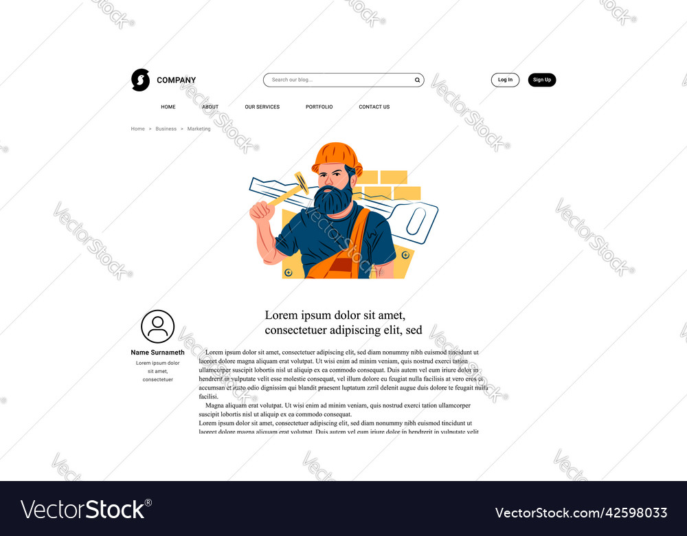 Builder in shadow of sharp lines style