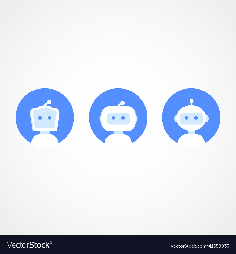 Chatbot icon set robot bot sign design