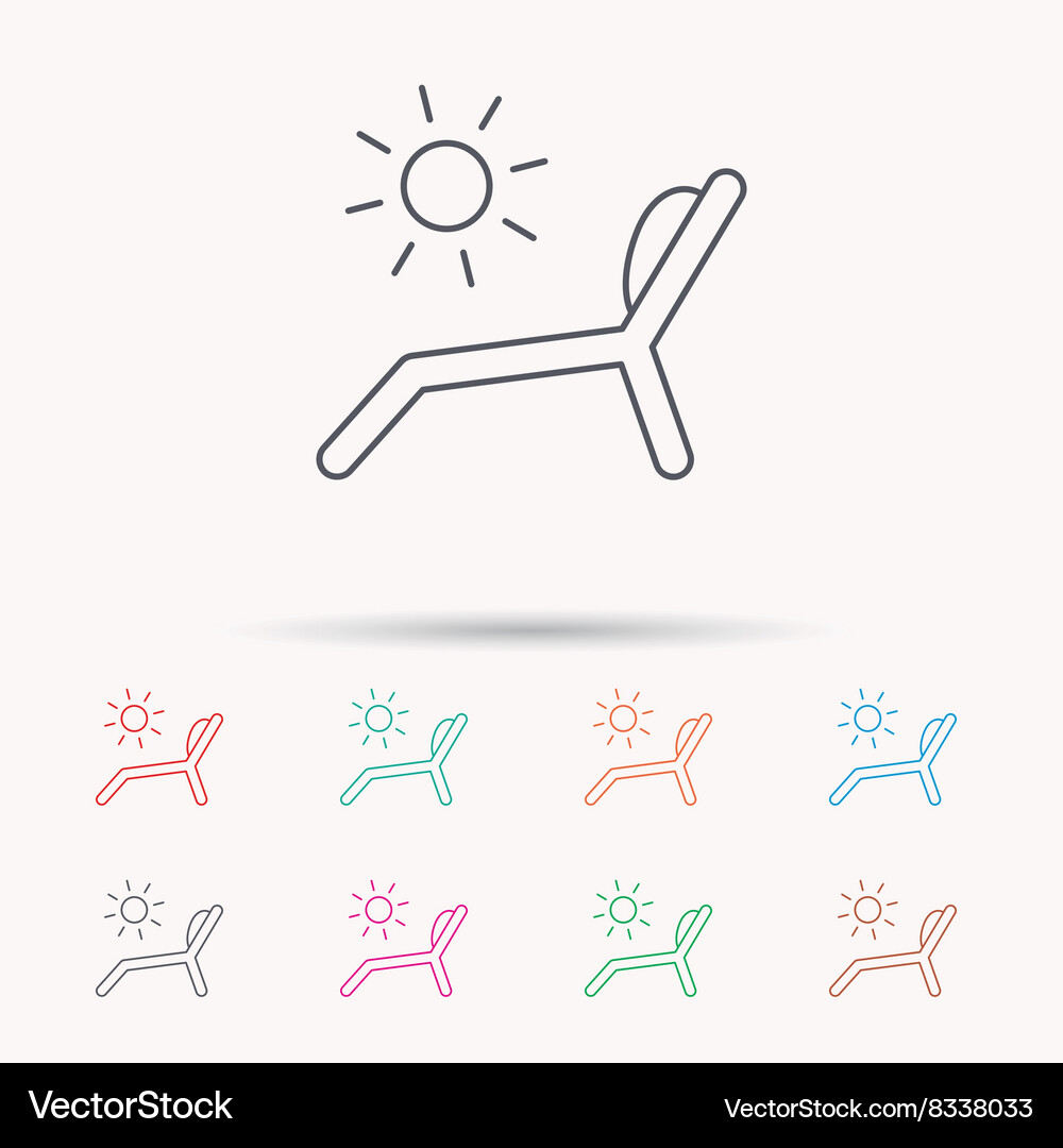 Deck chair icon beach chaise longue sign Vector Image
