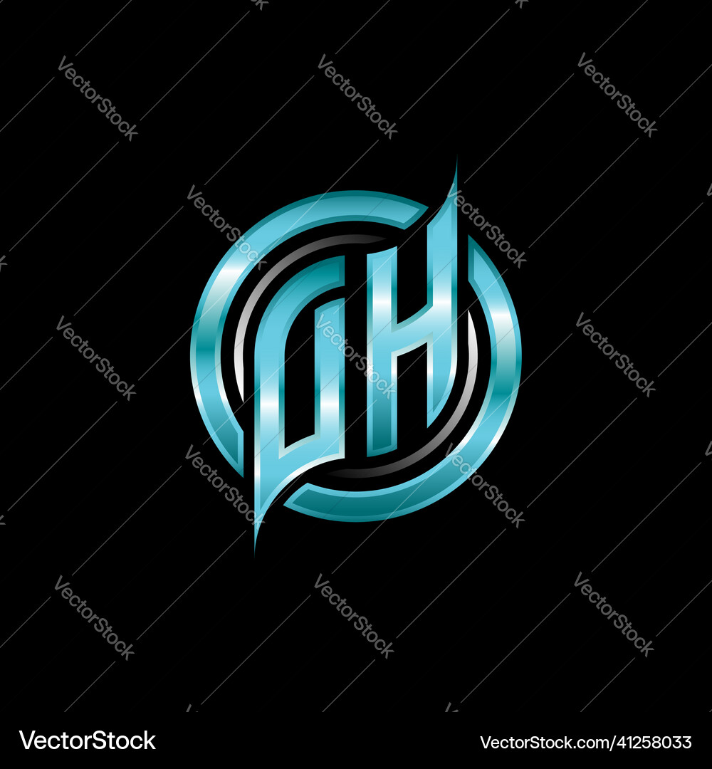 Dh initial monogram logo circle rounded Royalty Free Vector