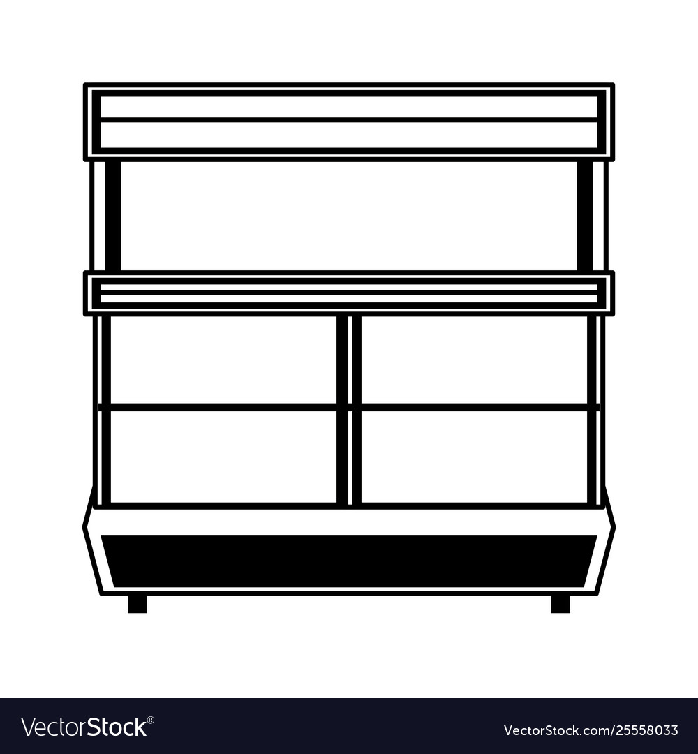 Empty supermarket shelf isolated cartoon in black