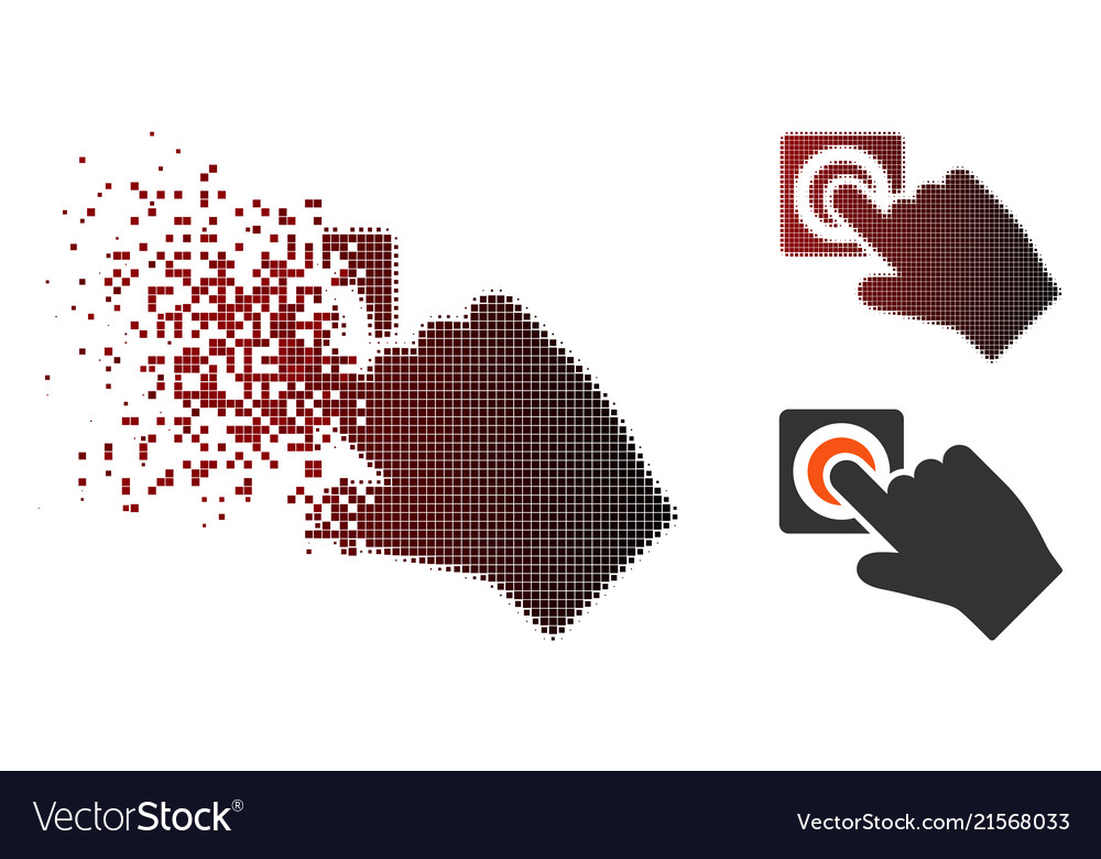 Fractured pixel halftone push alarm button icon vector image Fractured pixel halftone push alarm button icon