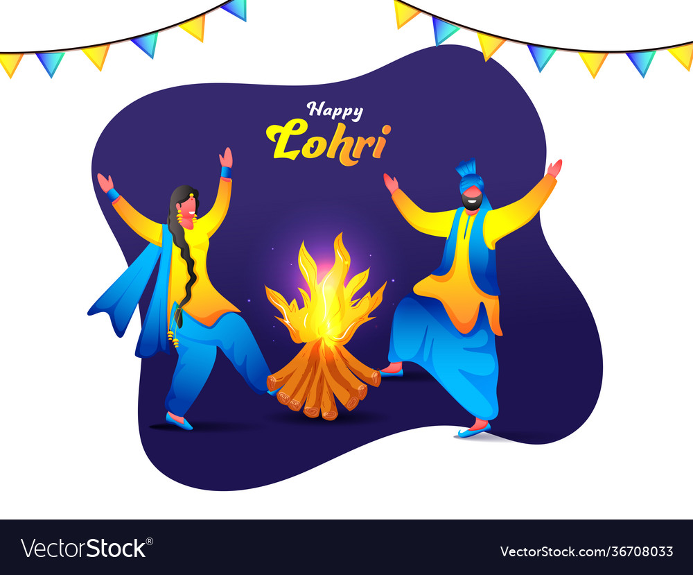 Happy lohri celebration background with cartoon Vector Image Happy lohri celebration background with cartoon Vector Image