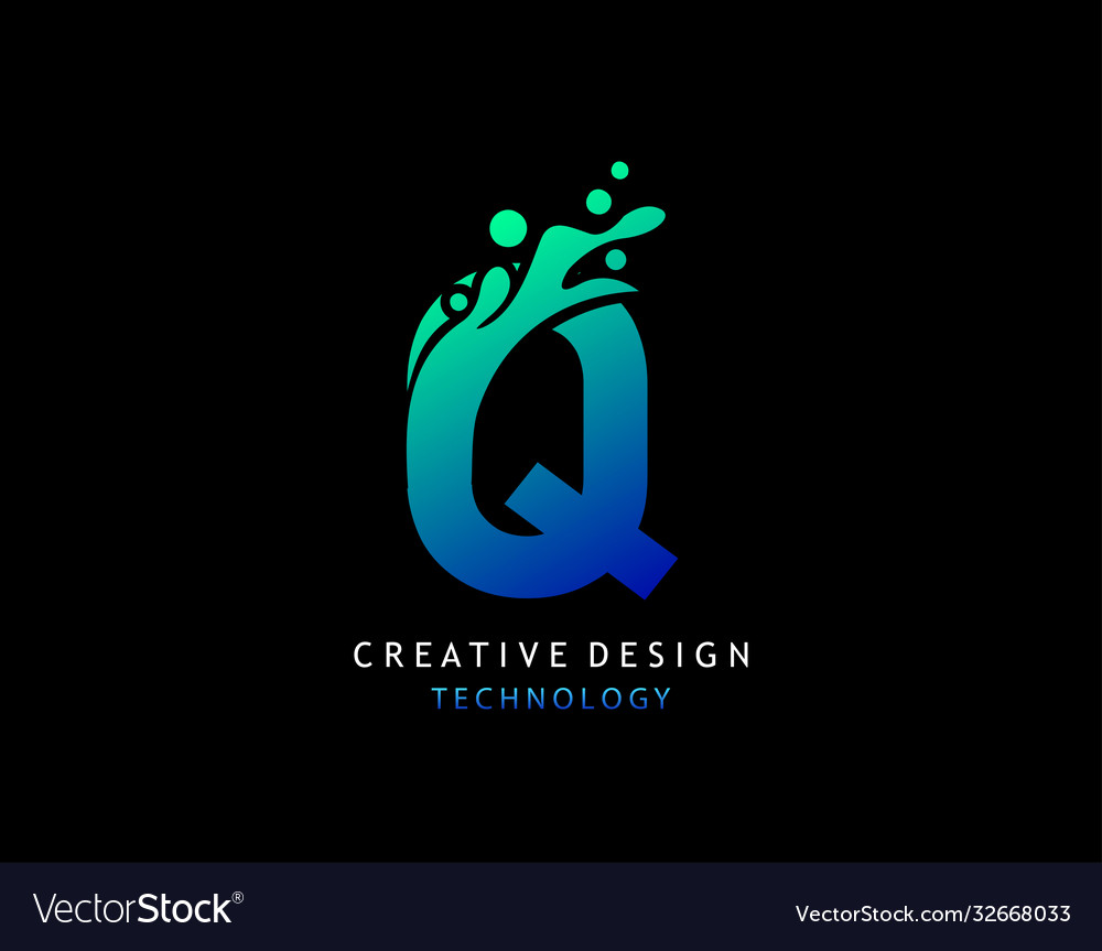 Letter q water splash logo modern techno Vector Image