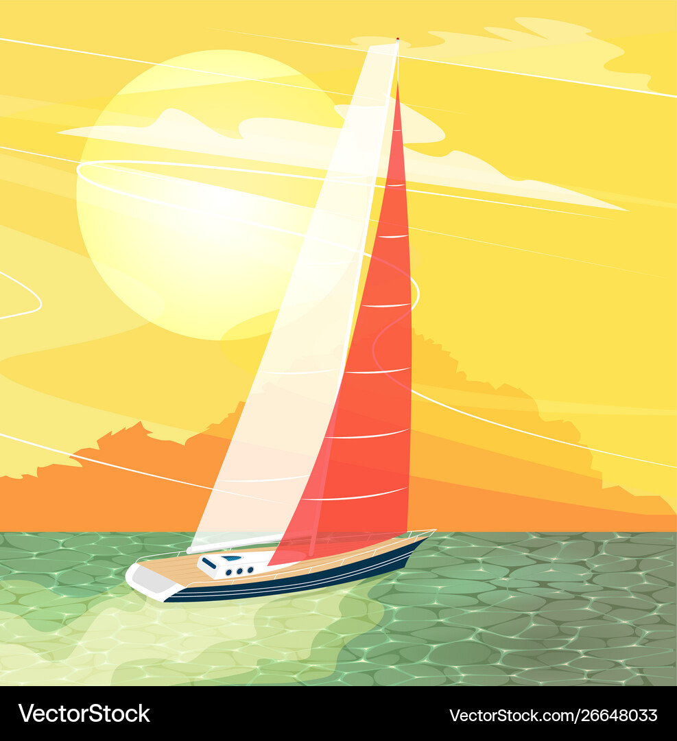 Sailing Ship Banner In Cartoon Style Royalty Free Vector