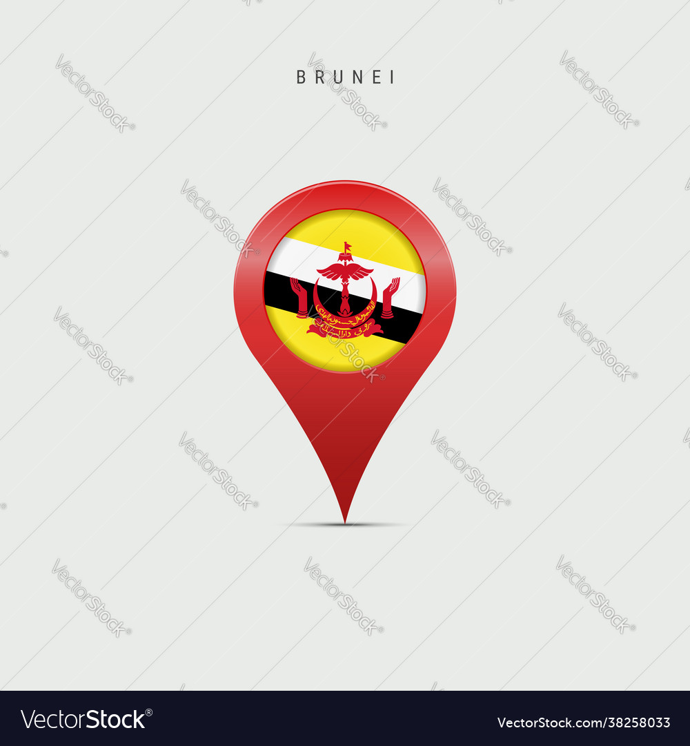 Teardrop map marker with flag brunei vector image Teardrop map marker with flag brunei