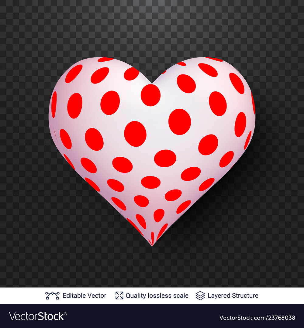 3d heart with pattern of red dots
