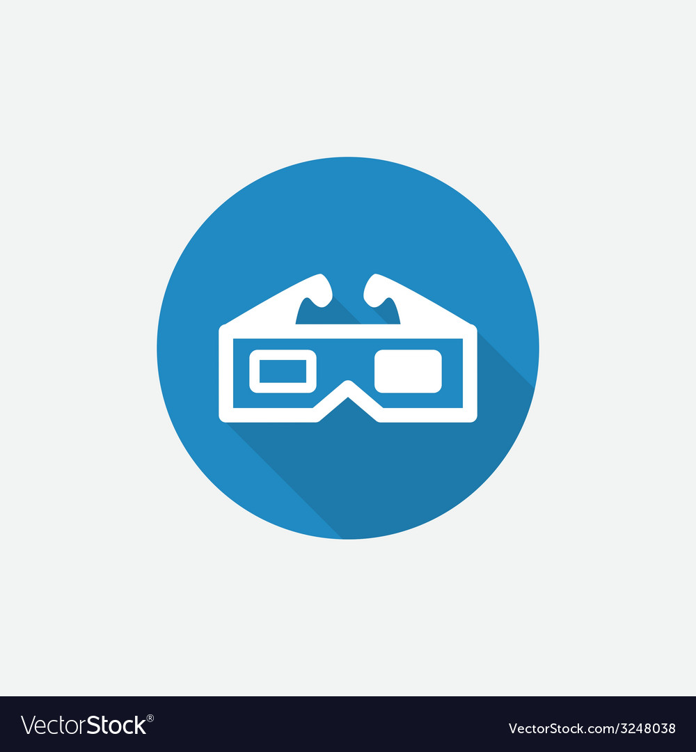 3d movie flat blue simple icon with long shadow