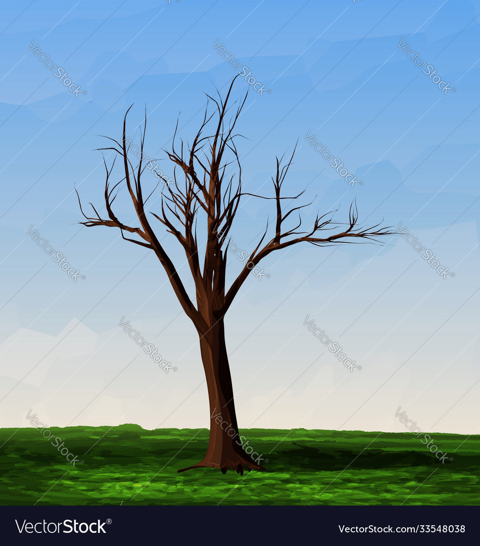 Abstract landscape with tree and field vector image Abstract landscape with tree and field