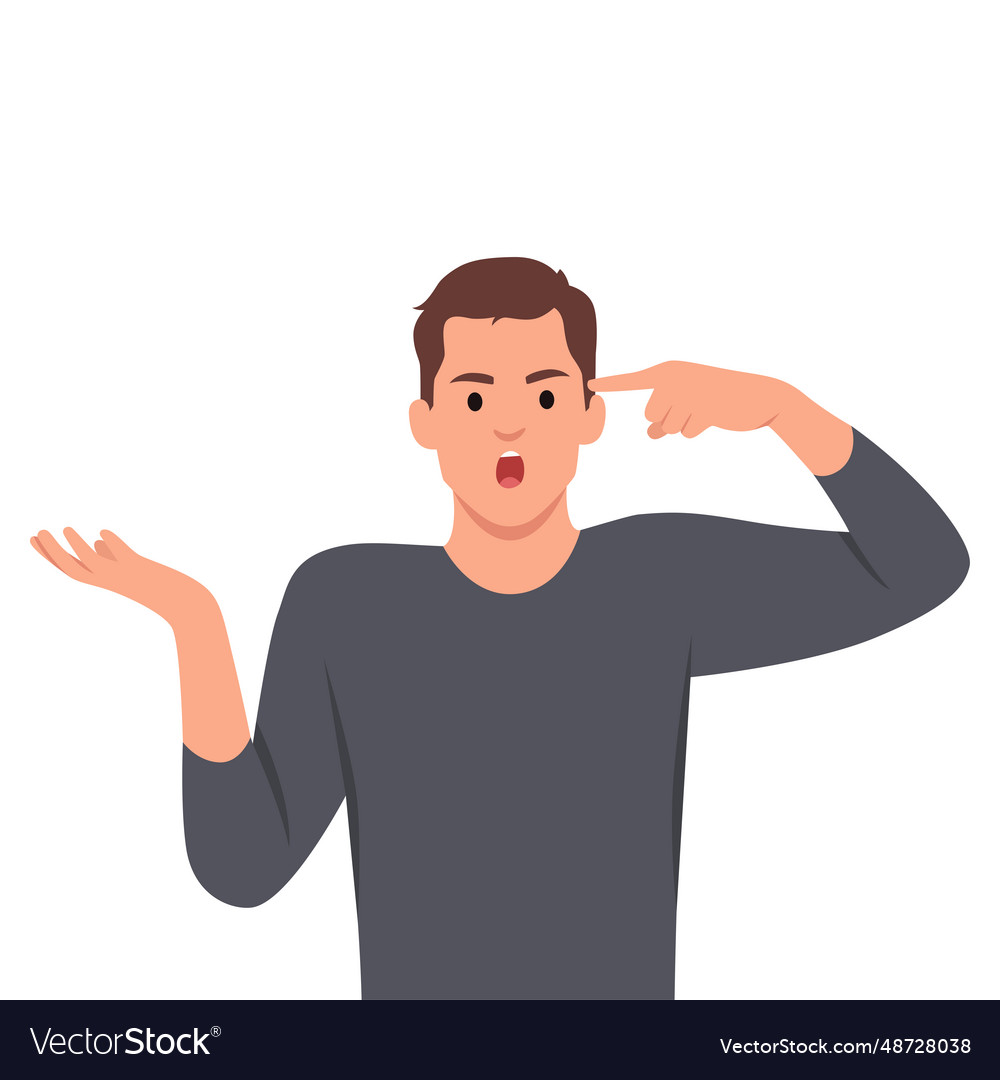 Angry young man making crazy gesture with one vector image Angry young man making crazy gesture with one