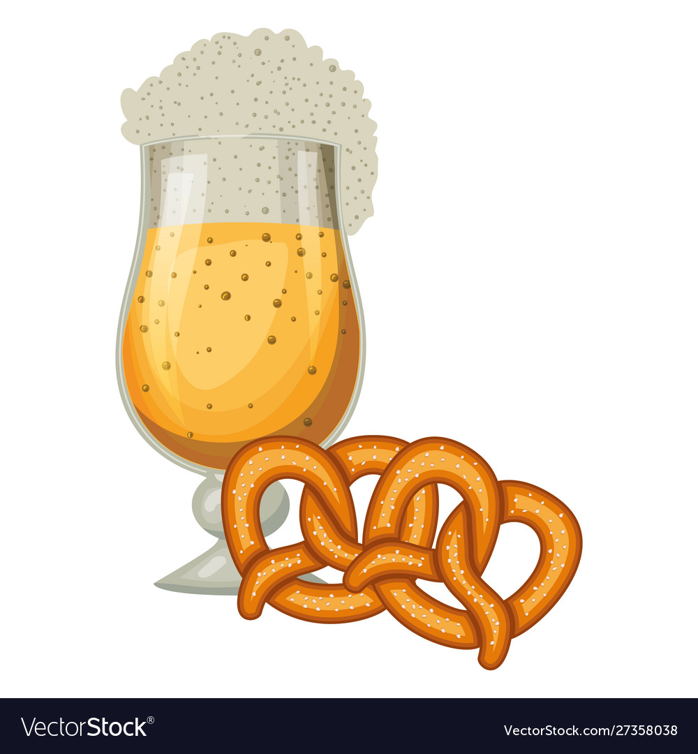 Beer cup and pretzel oktoberfest celebration icon