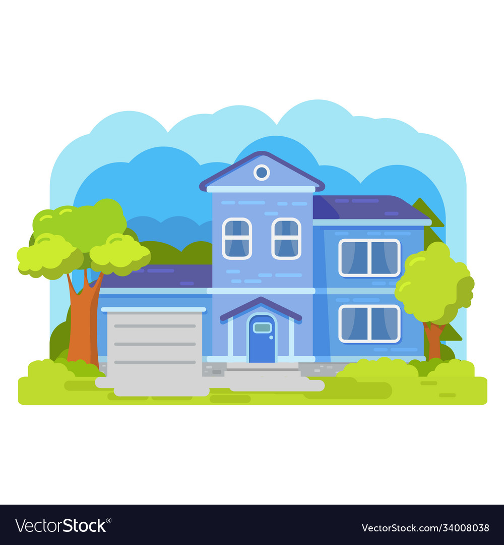 Classical suburban american house family home Vector Image