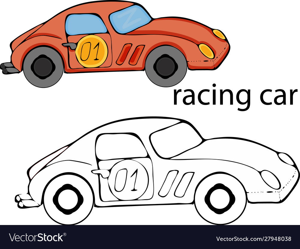 Coloring pages for kids transportracing car Vector Image