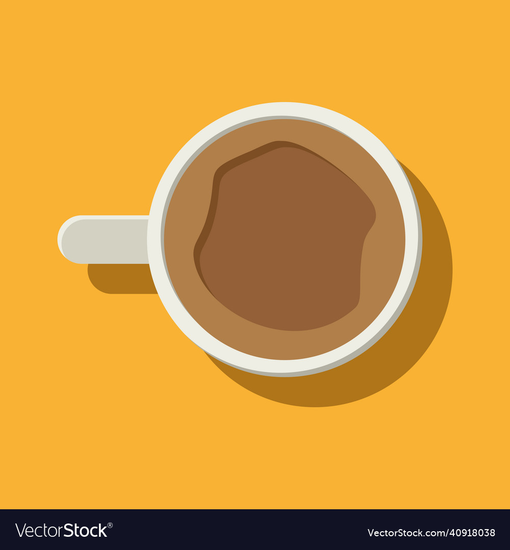 Cup of hot coffee on yellow background