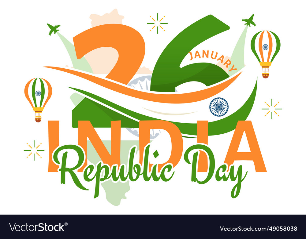 Happy india republic day on 26 january Royalty Free Vector