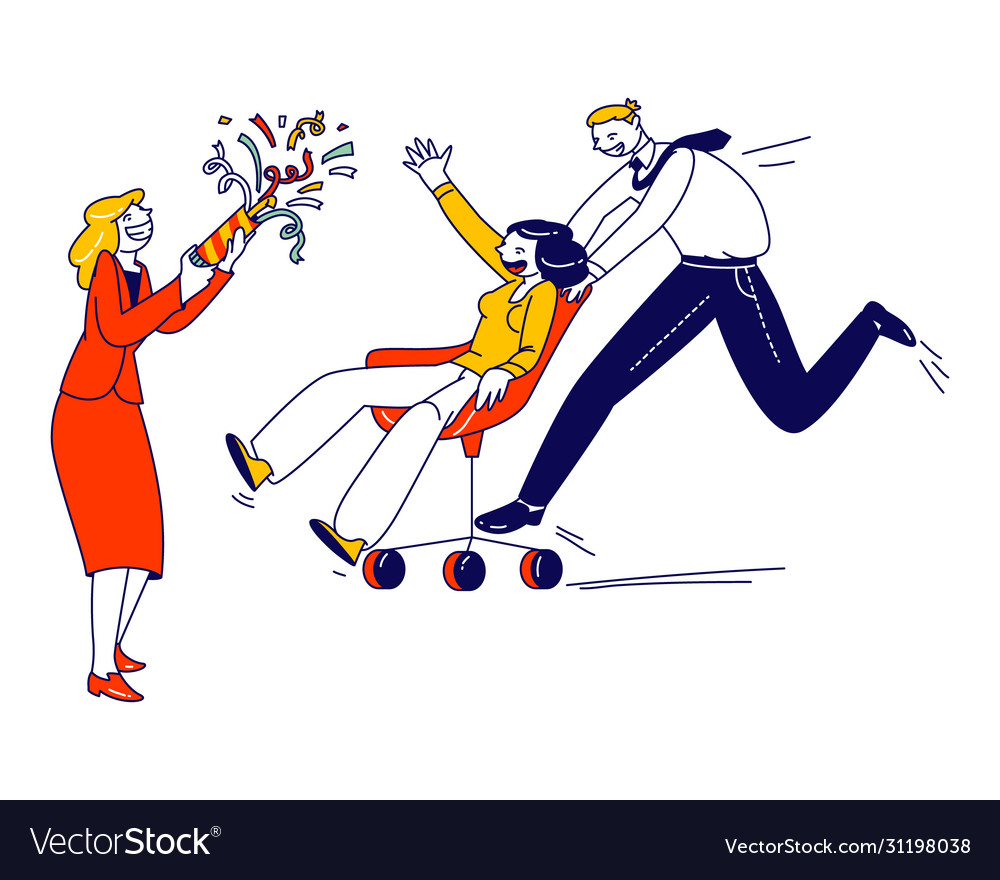 Male and female business people characters fooling