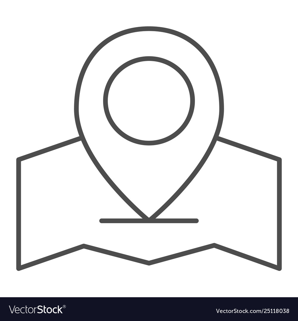 Map with location pin thin line icon gps