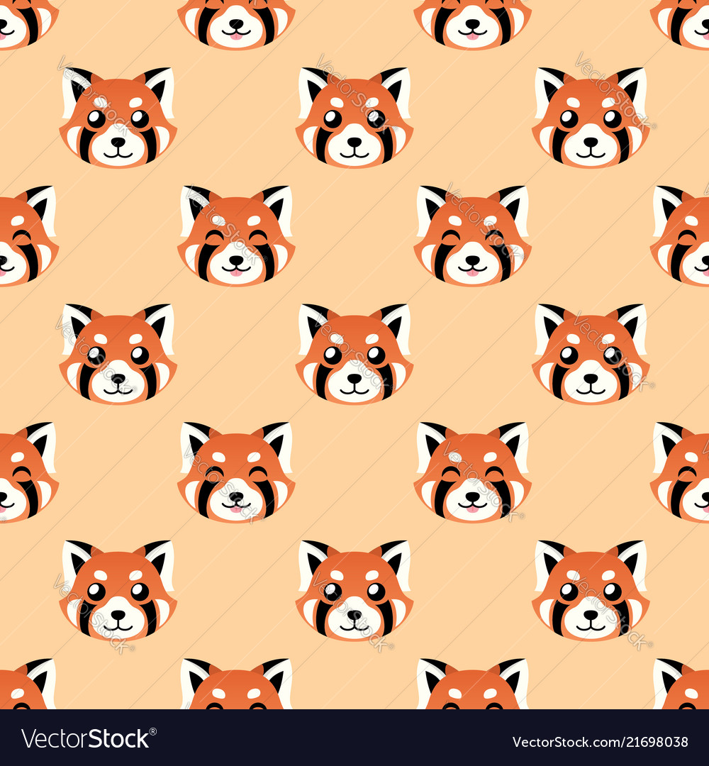 Seamless cute red panda face pattern