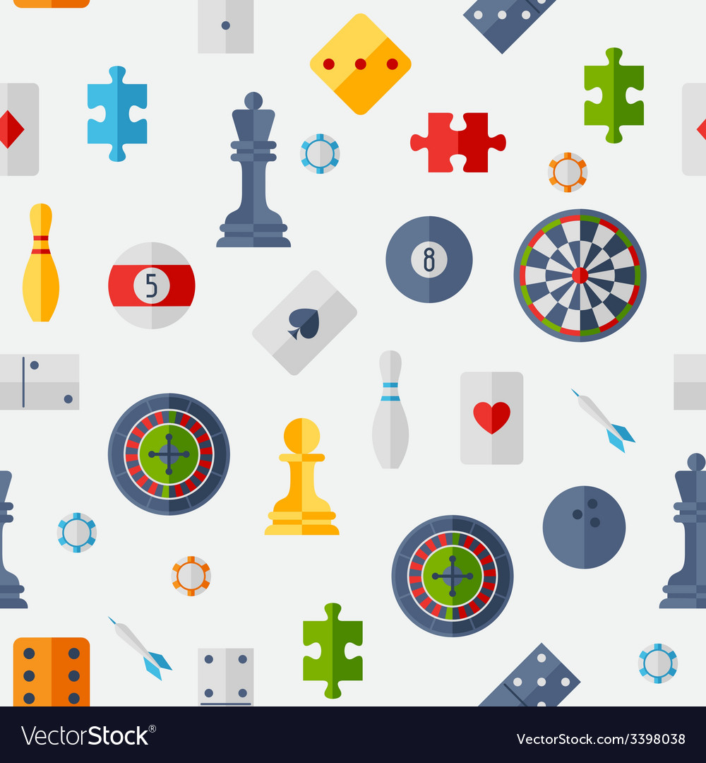 Seamless pattern with game icons in flat design