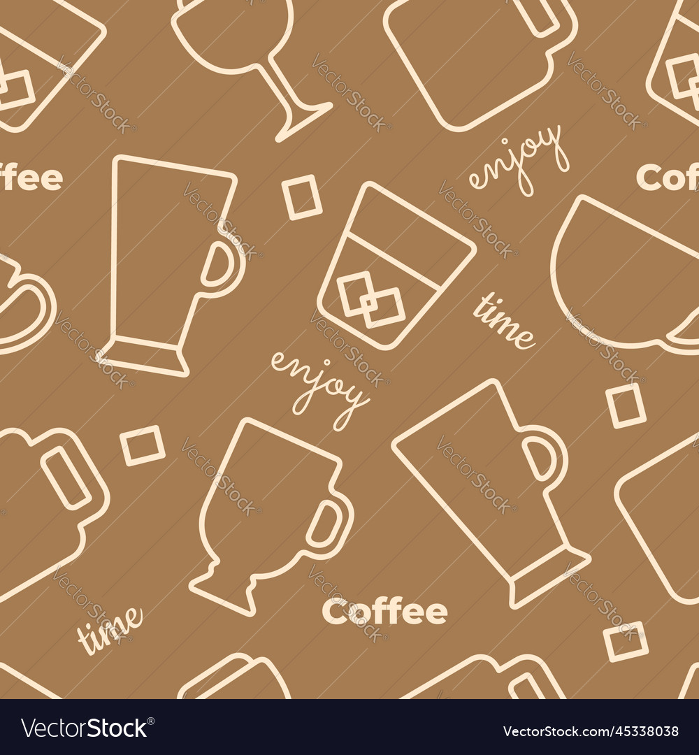 Seamless pattern with simple icons of coffee