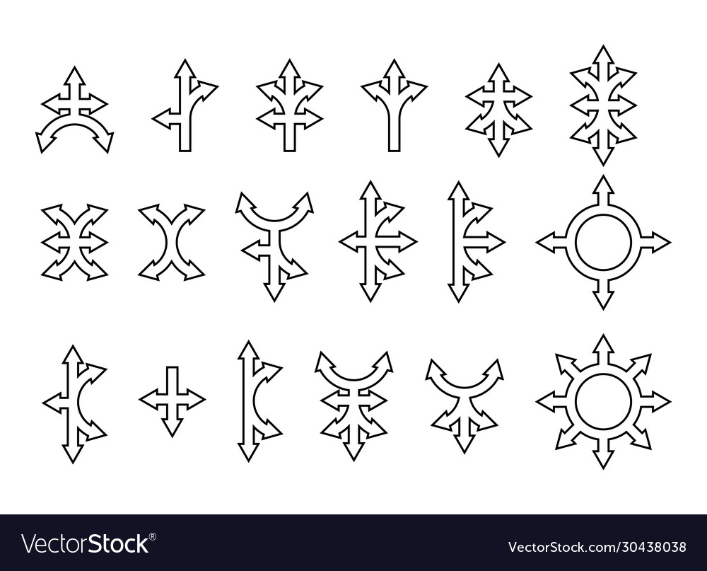Set arrows in different directions thin line