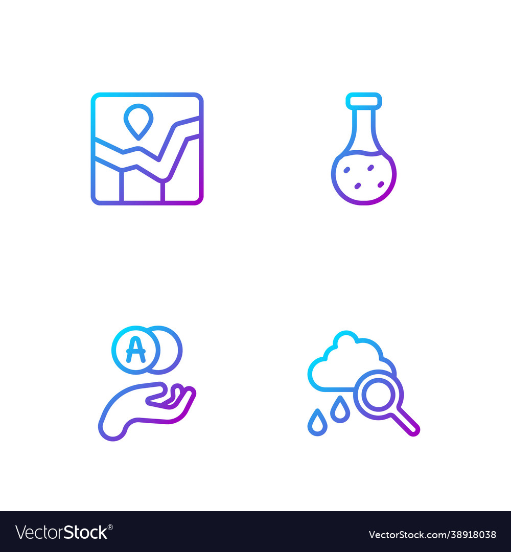 Set line cloud with rain atom graph chart vector image Set line cloud with rain atom graph chart