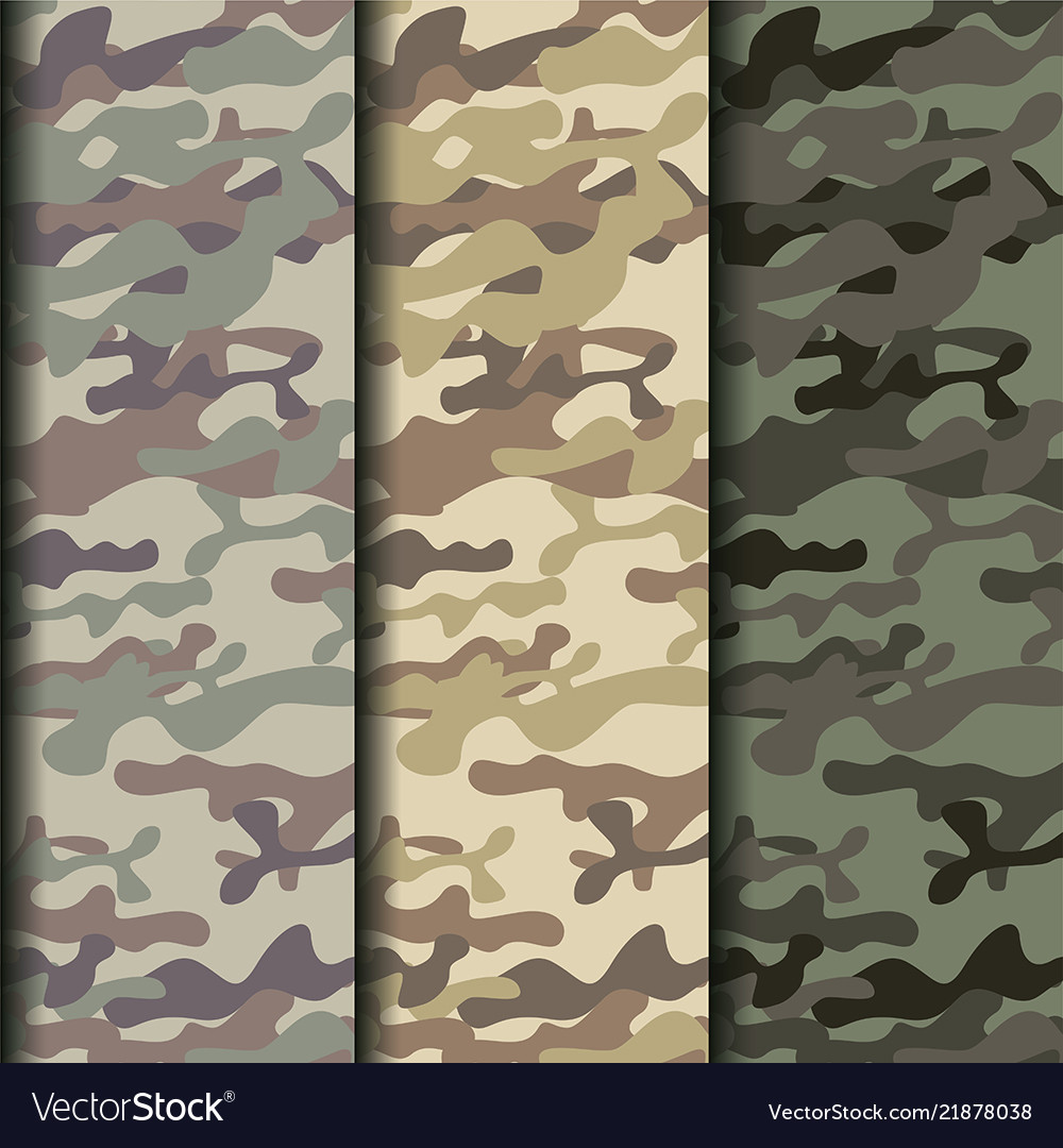 Set of camouflage seamless patterns background