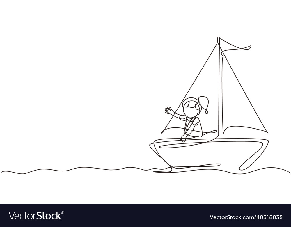 Single continuous line drawing smiling little Vector Image Single continuous line drawing smiling little