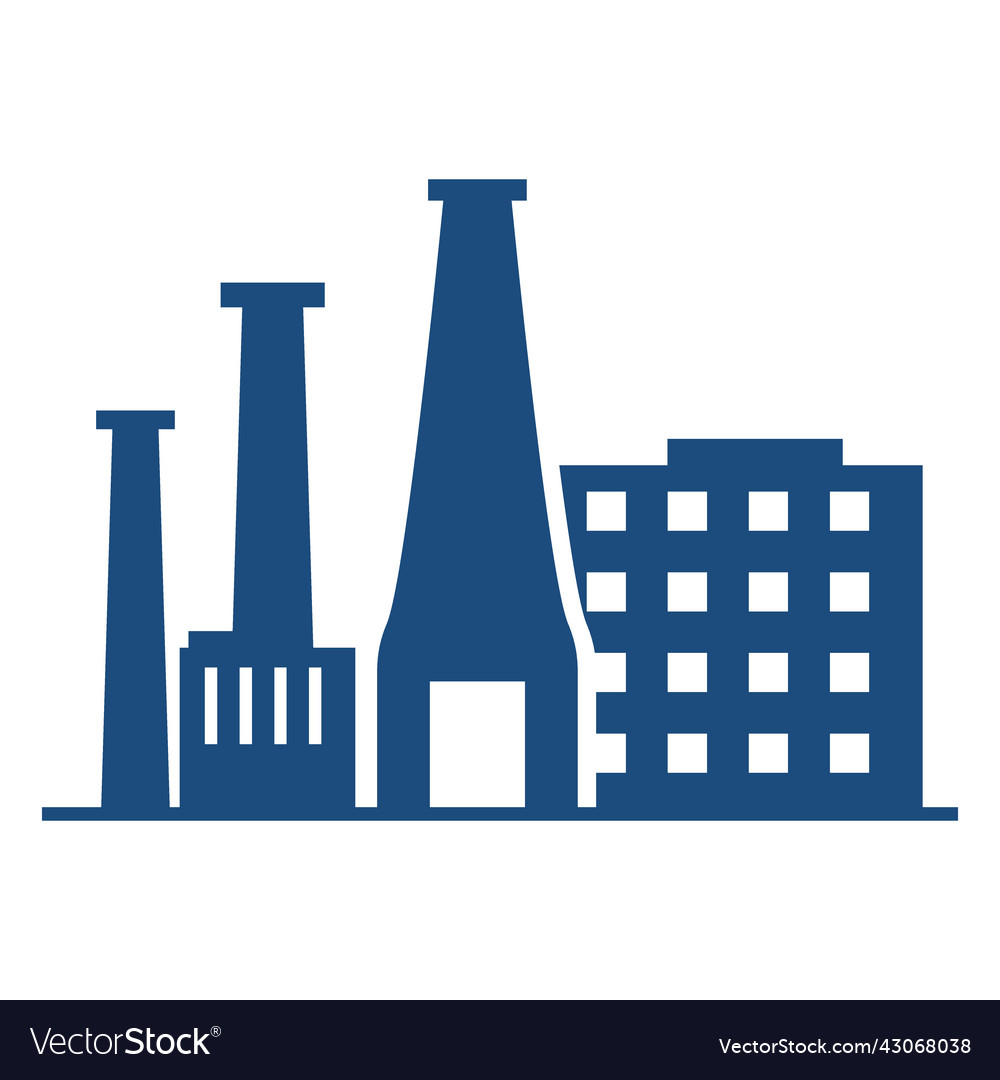 Tall factory buildings silhouette Royalty Free Vector Image